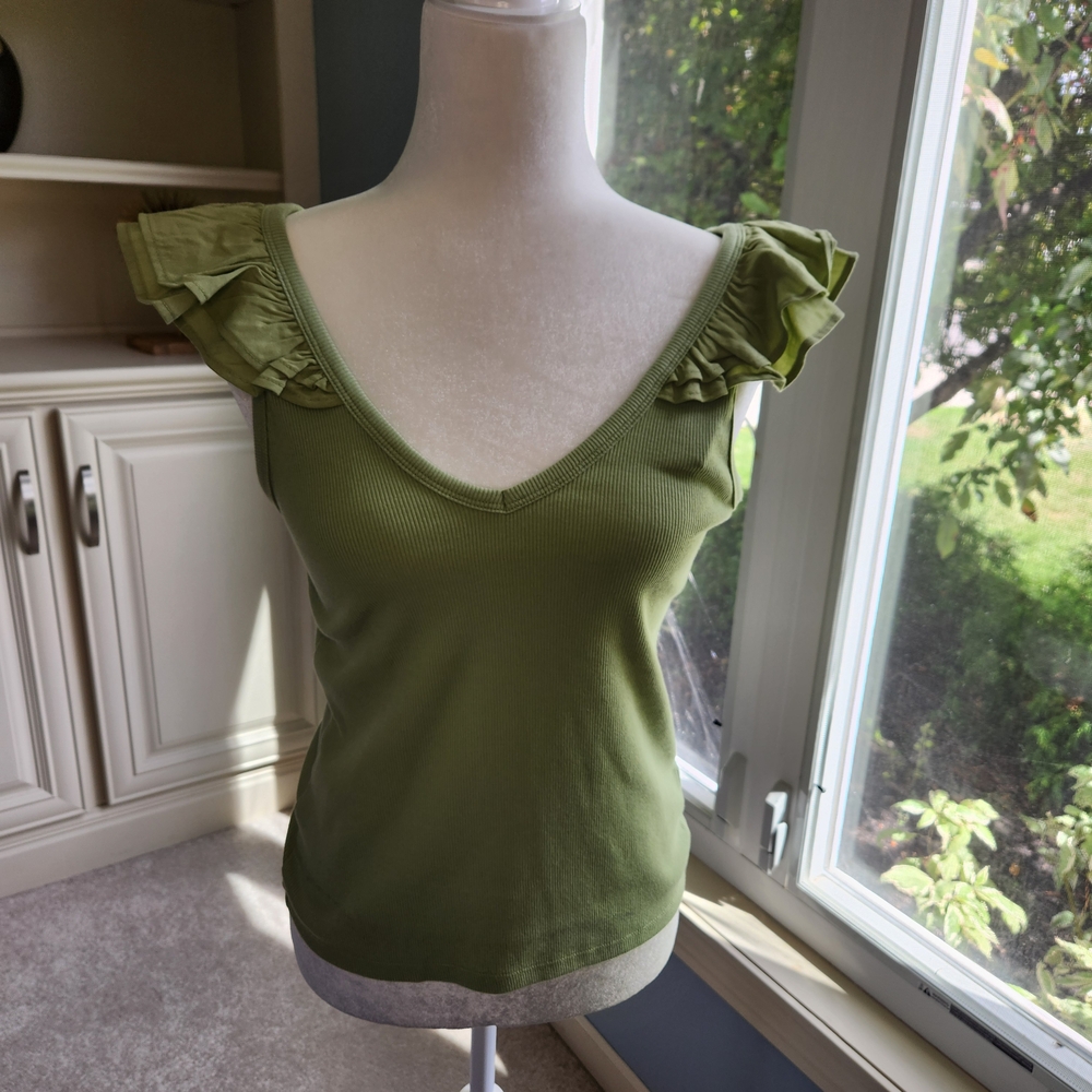 Old Navy Light Green Ruffle Tank Top